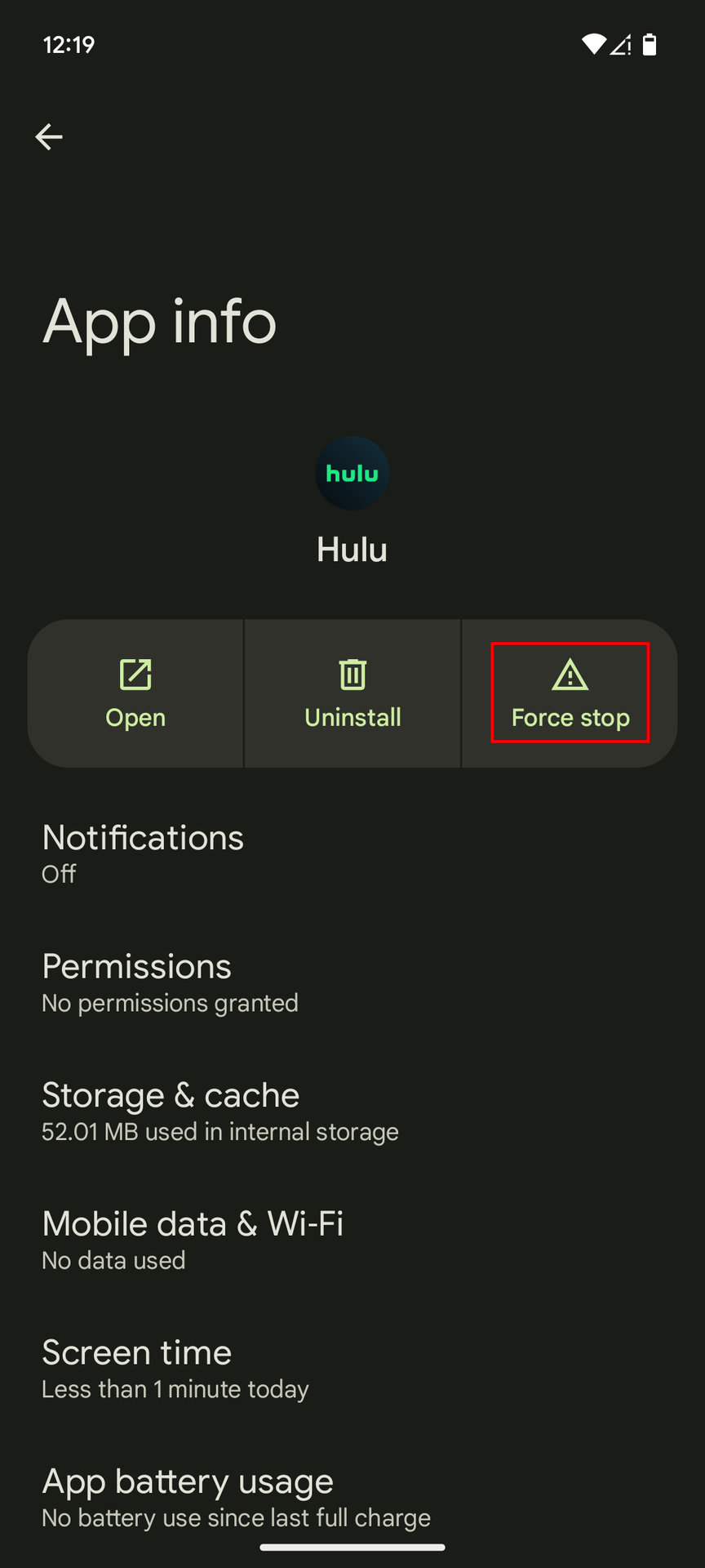 How to force stop Hulu on Android (3)