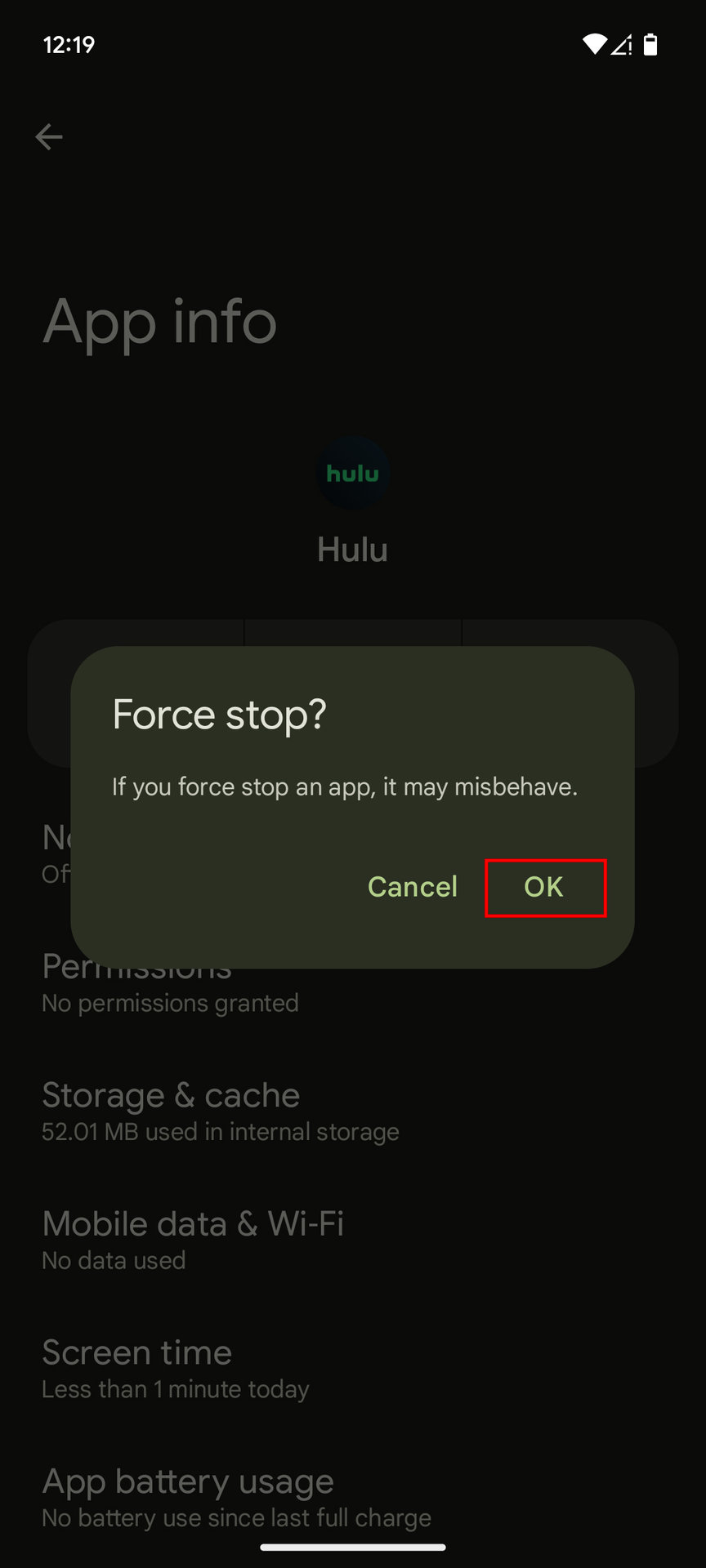 How to force stop Hulu on Android (4)