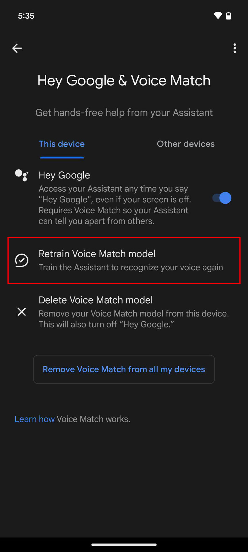 How to retrain Voice Match model for Google Assistant (6)