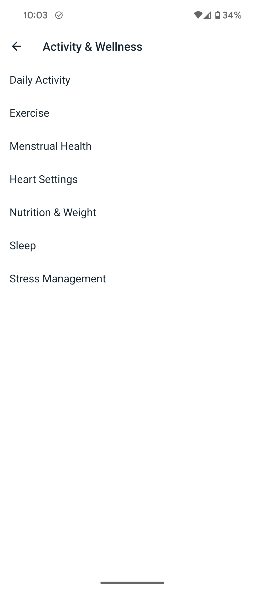 fitbit app screenshot settings activity