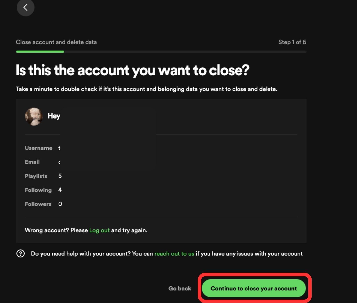 spotify delete account