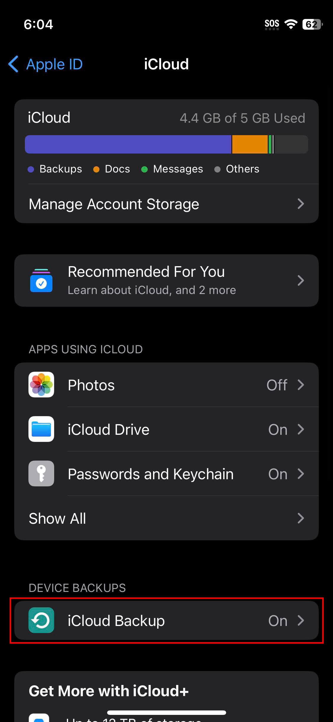 Back up iPhone using iCloud (3)