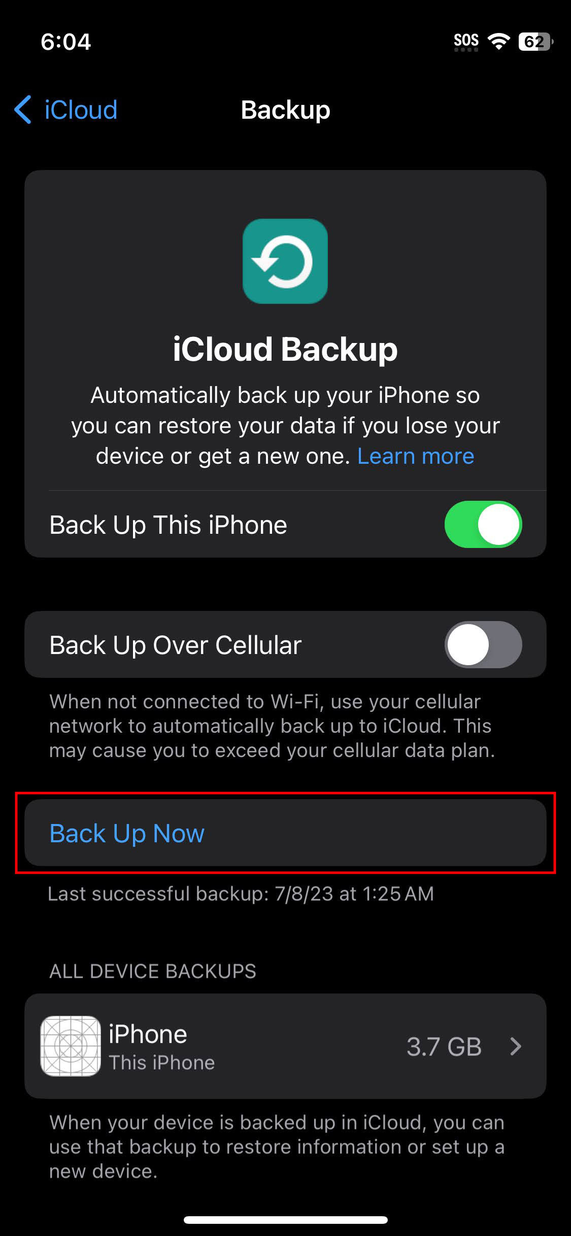 Back up iPhone using iCloud (4)