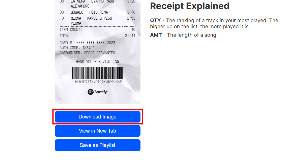 How to get a receipt with your most played Spotify tracks (4)