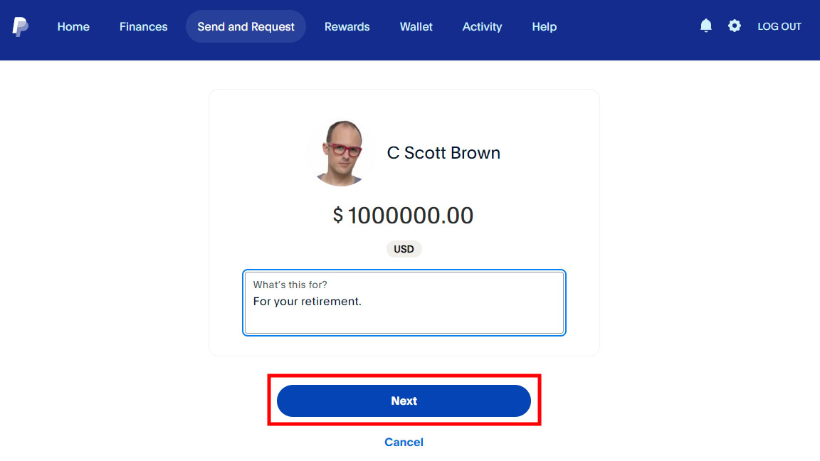 How to send money on the PayPal website (2)