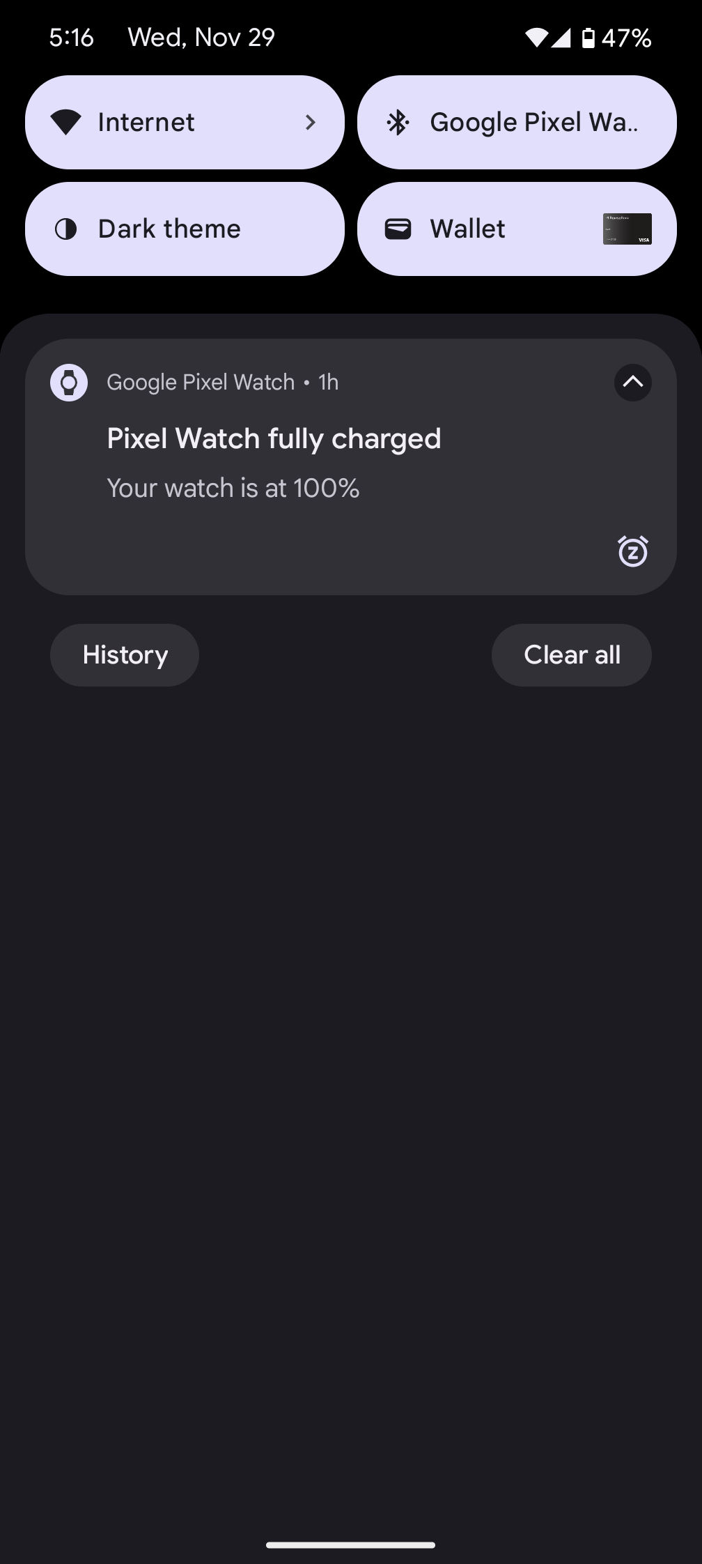 Pixel Watch Fully Charged Notification