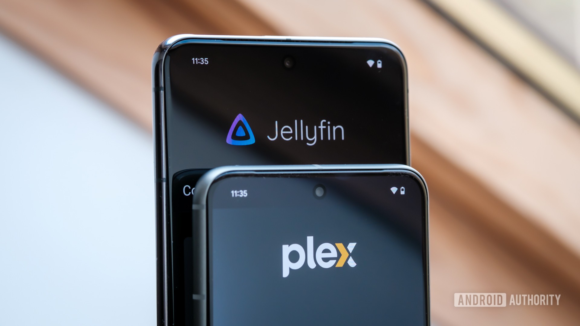 Plex vs Jellyfin logos