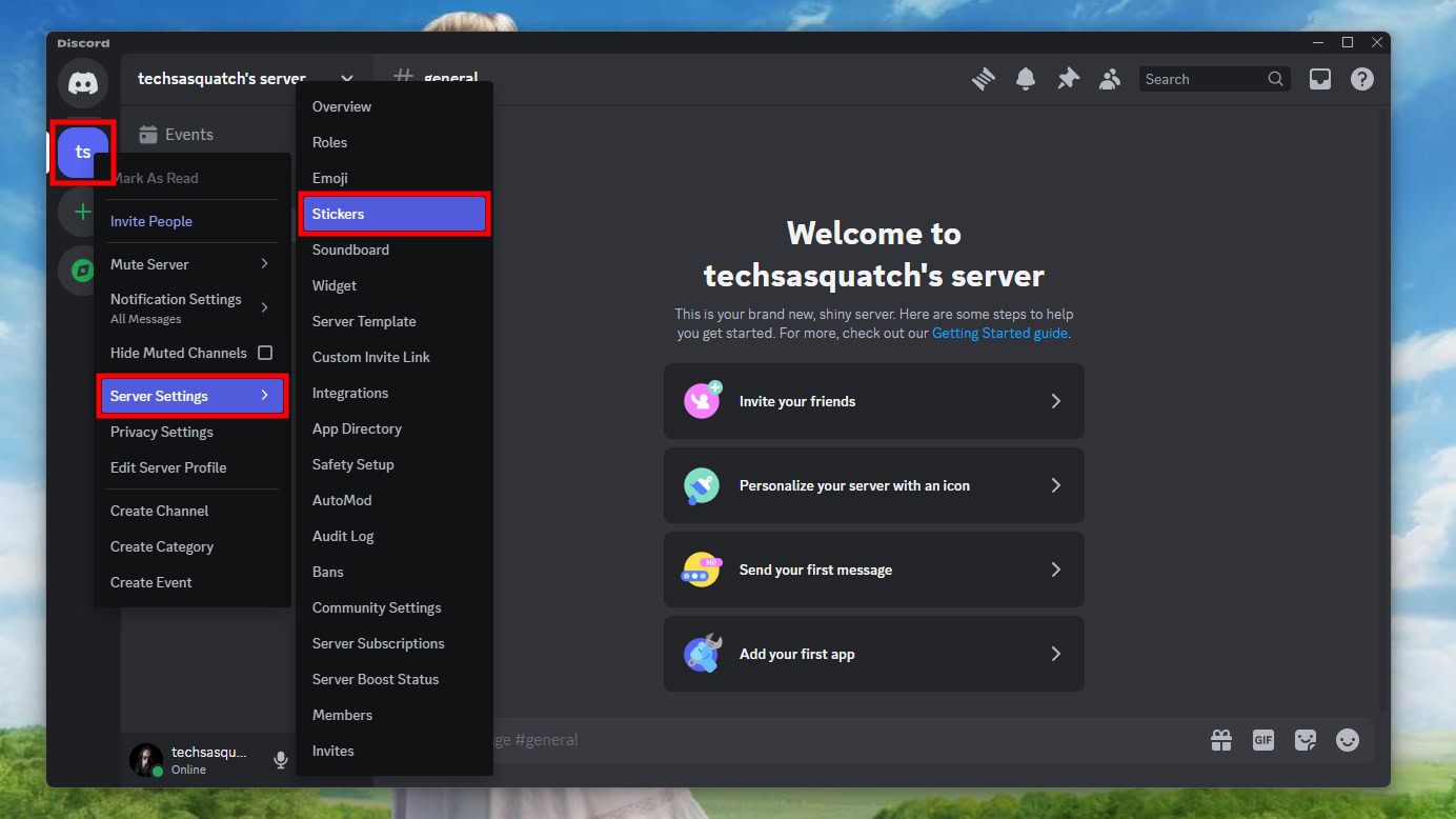 How to add stickers to a Discord server on desktop (1)