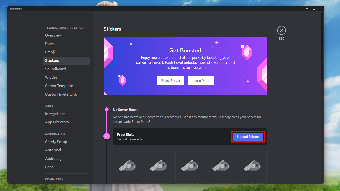 How to add stickers to a Discord server on desktop (2)