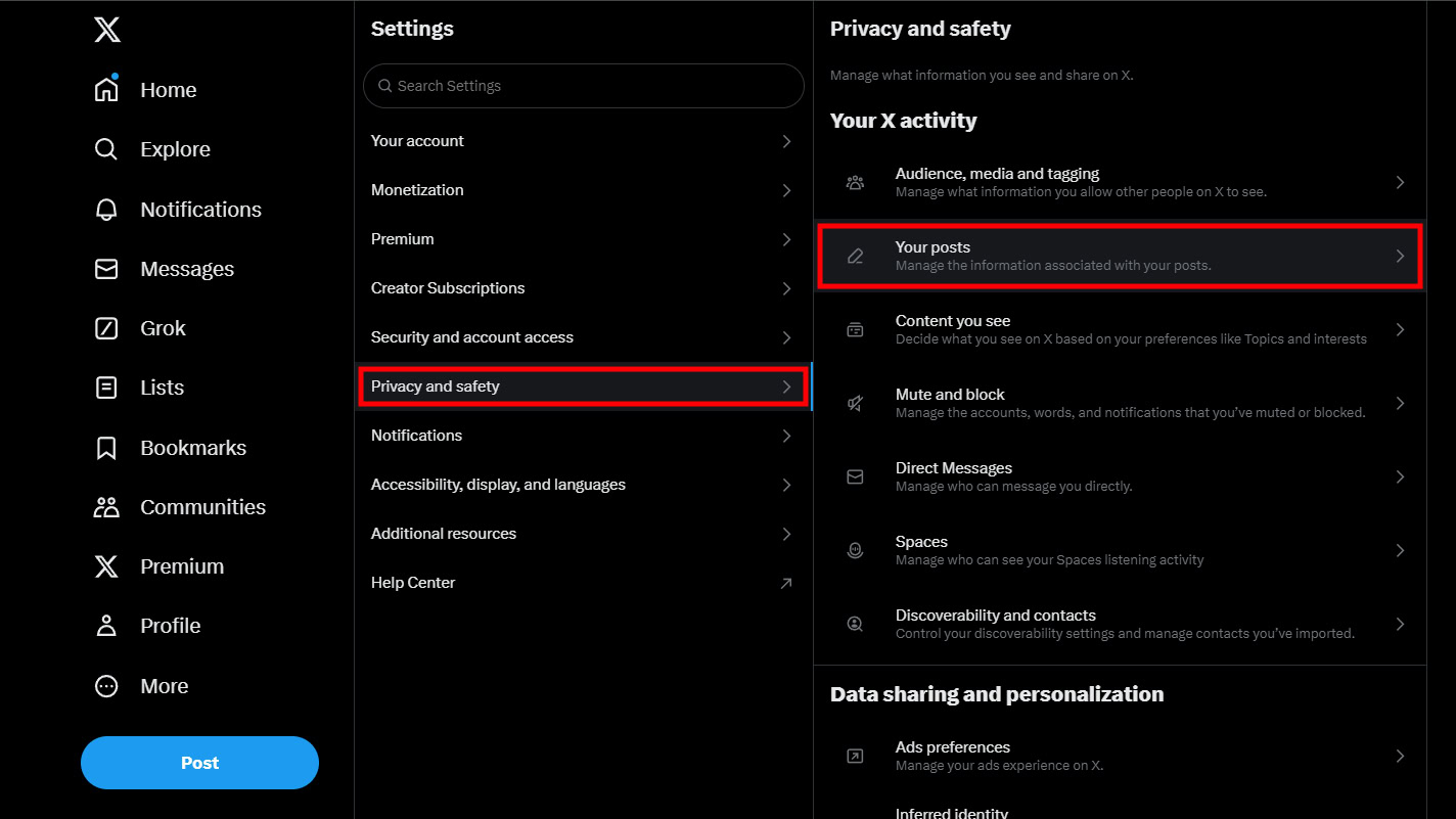 How to change the sensitive content settings for your own X posts (3)