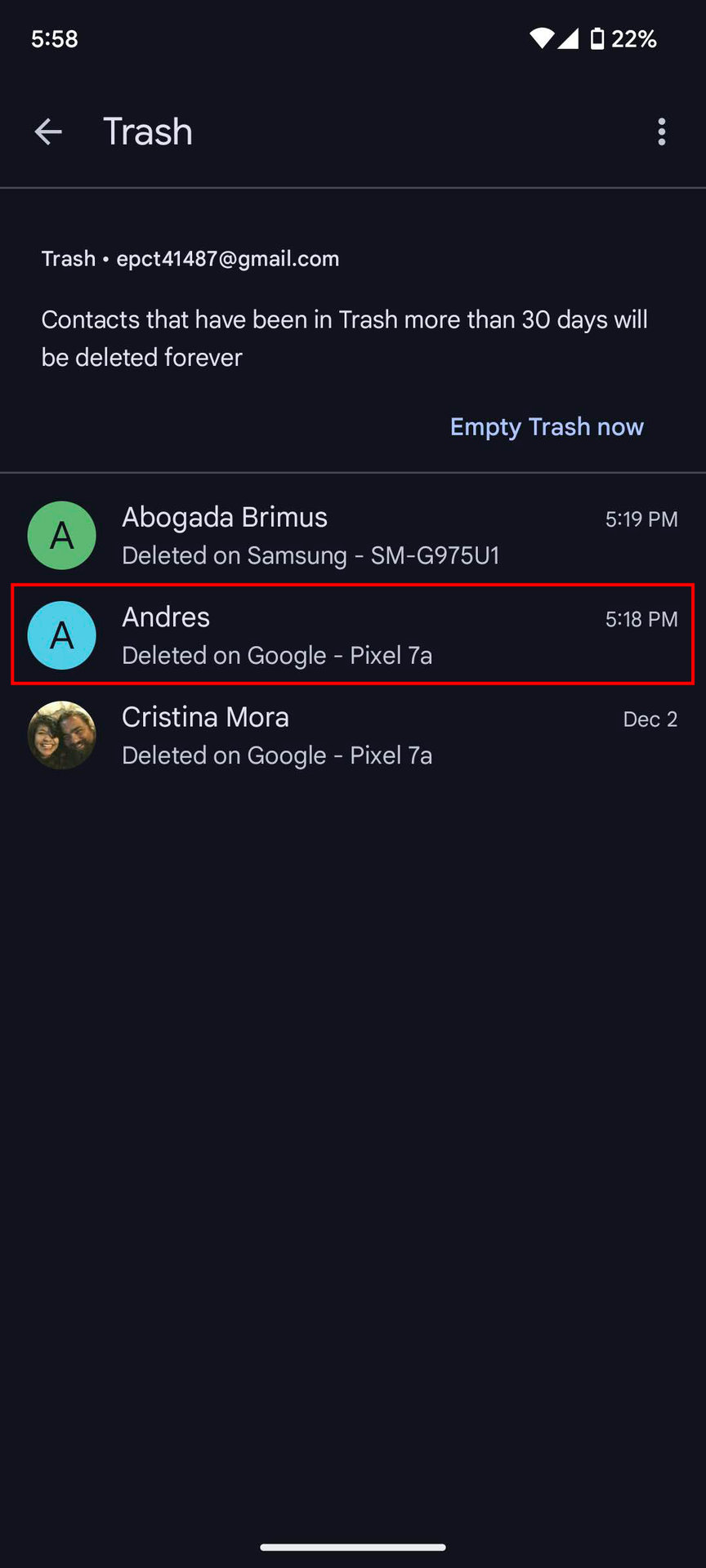 How to restore deleted phone numbers from the trash can on Google Contacts (2)