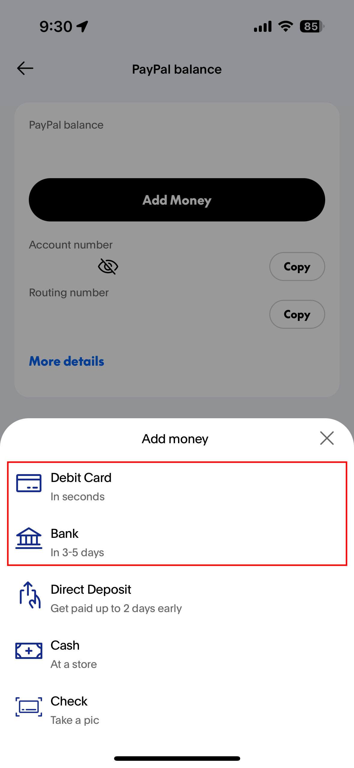 How to transfer money from Cash App to PayPal using bank account 6