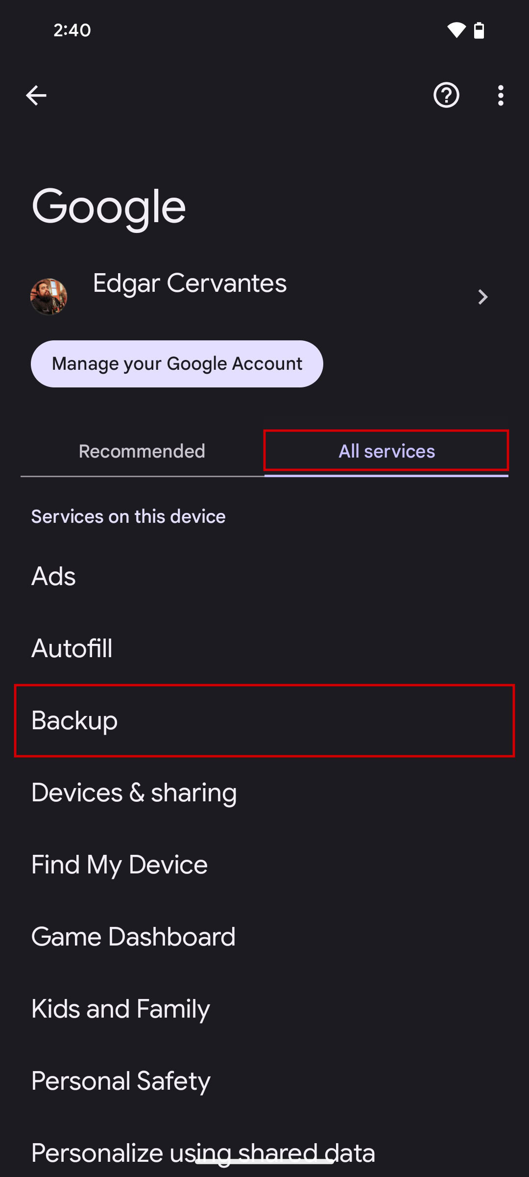 How to turn on Backup by Google one June 2024 (2)
