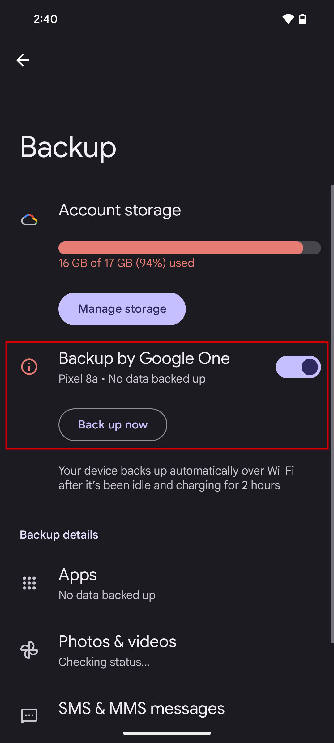 How to turn on Backup by Google one June 2024 (3)