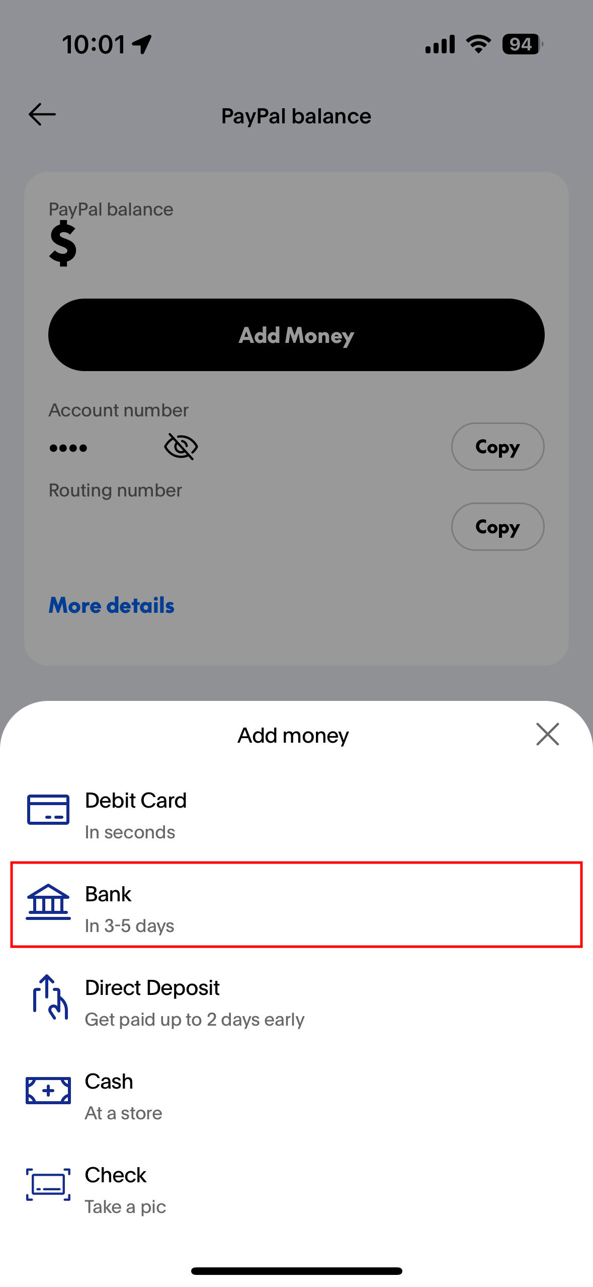 Link your Cash App bank account to PayPal and transfer money directly 8