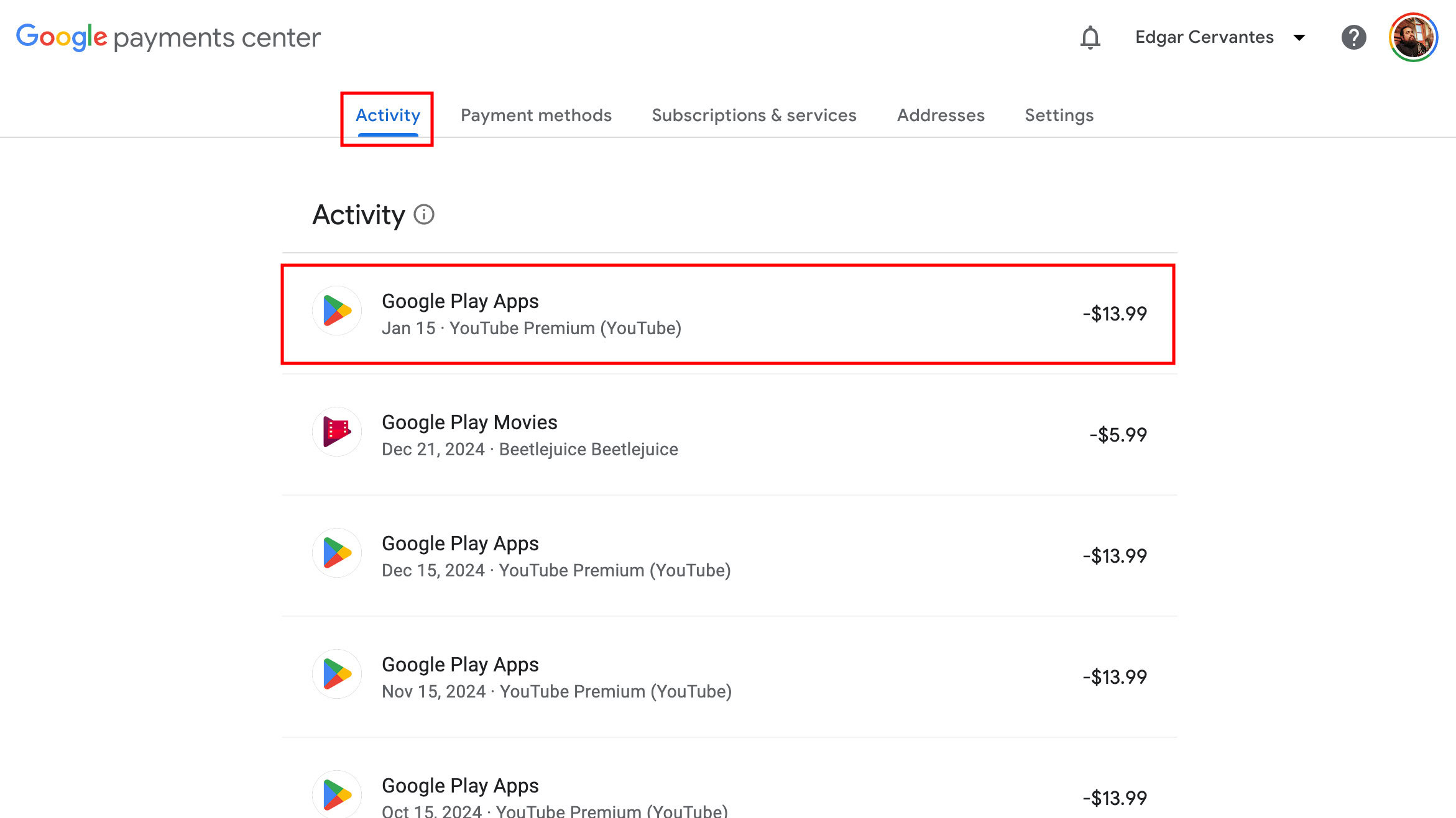 How to check your purchase history on the Google Payments Center to find purchased apps