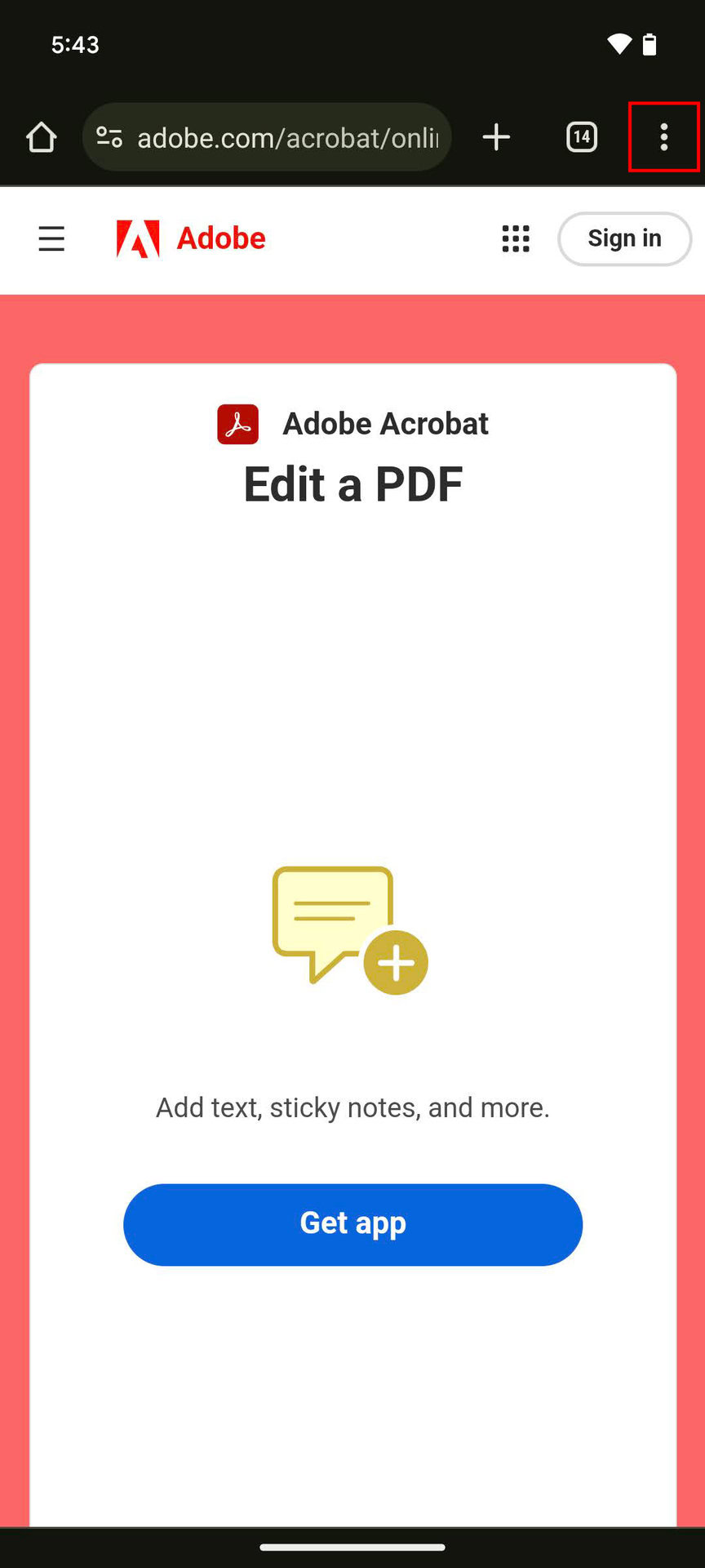 How to edit a PDF on Android from the Adobe PDF editor website (1)