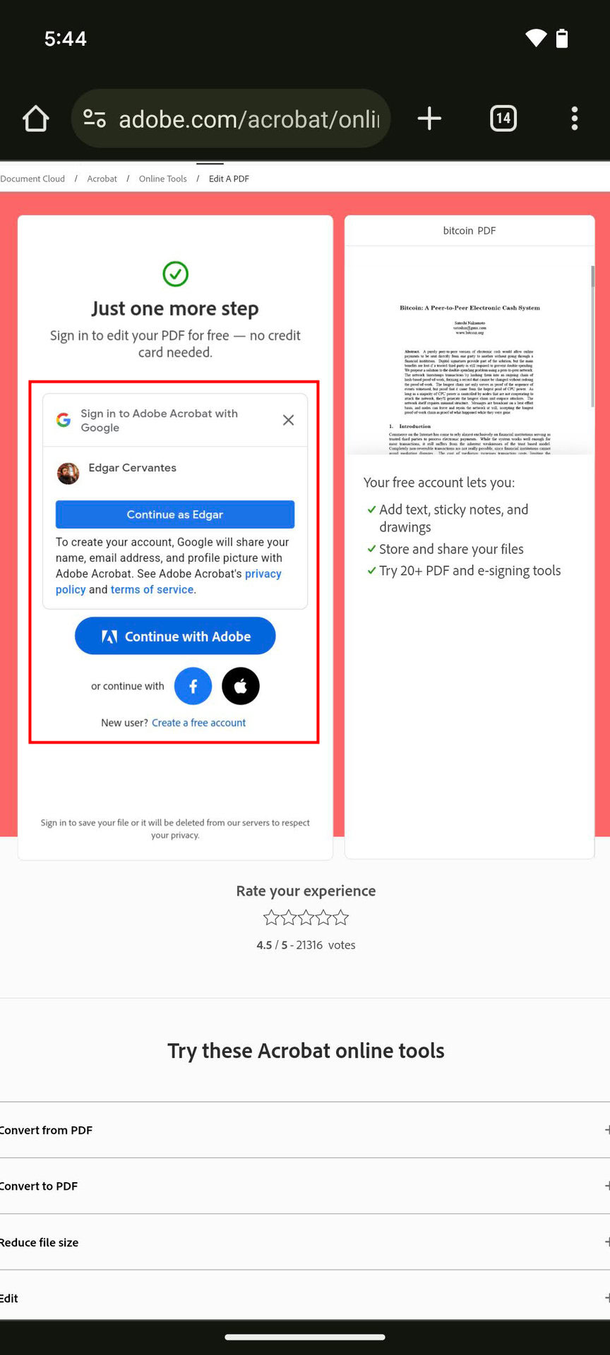 How to edit a PDF on Android from the Adobe PDF editor website (5)