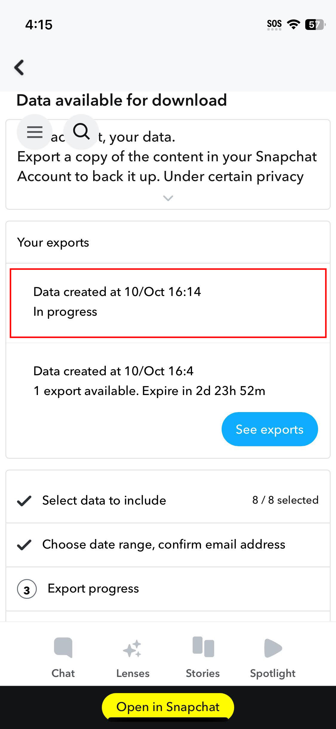 How to download your Snapchat data using the iPhone app (9)