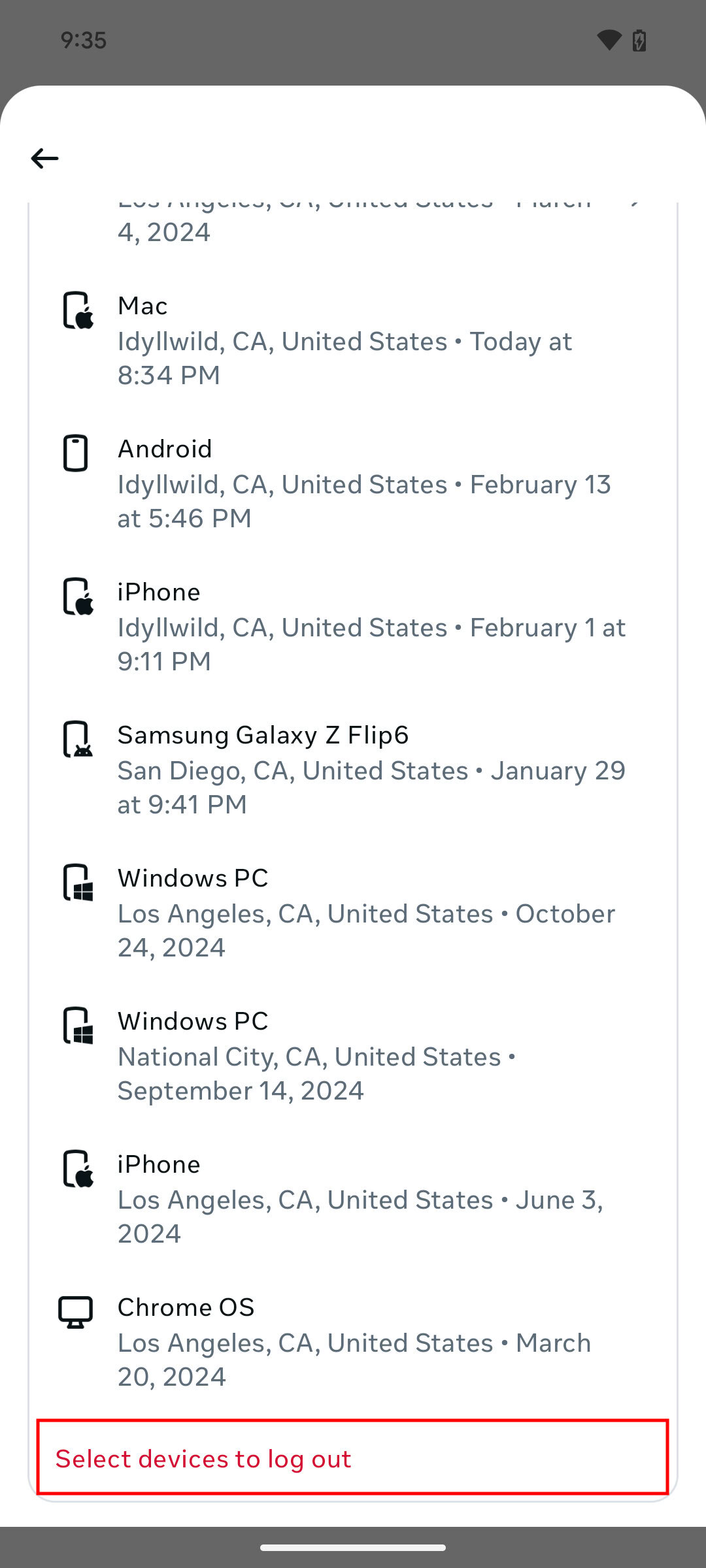 How to log out of Facebook on all devices, using the Facebok app 7