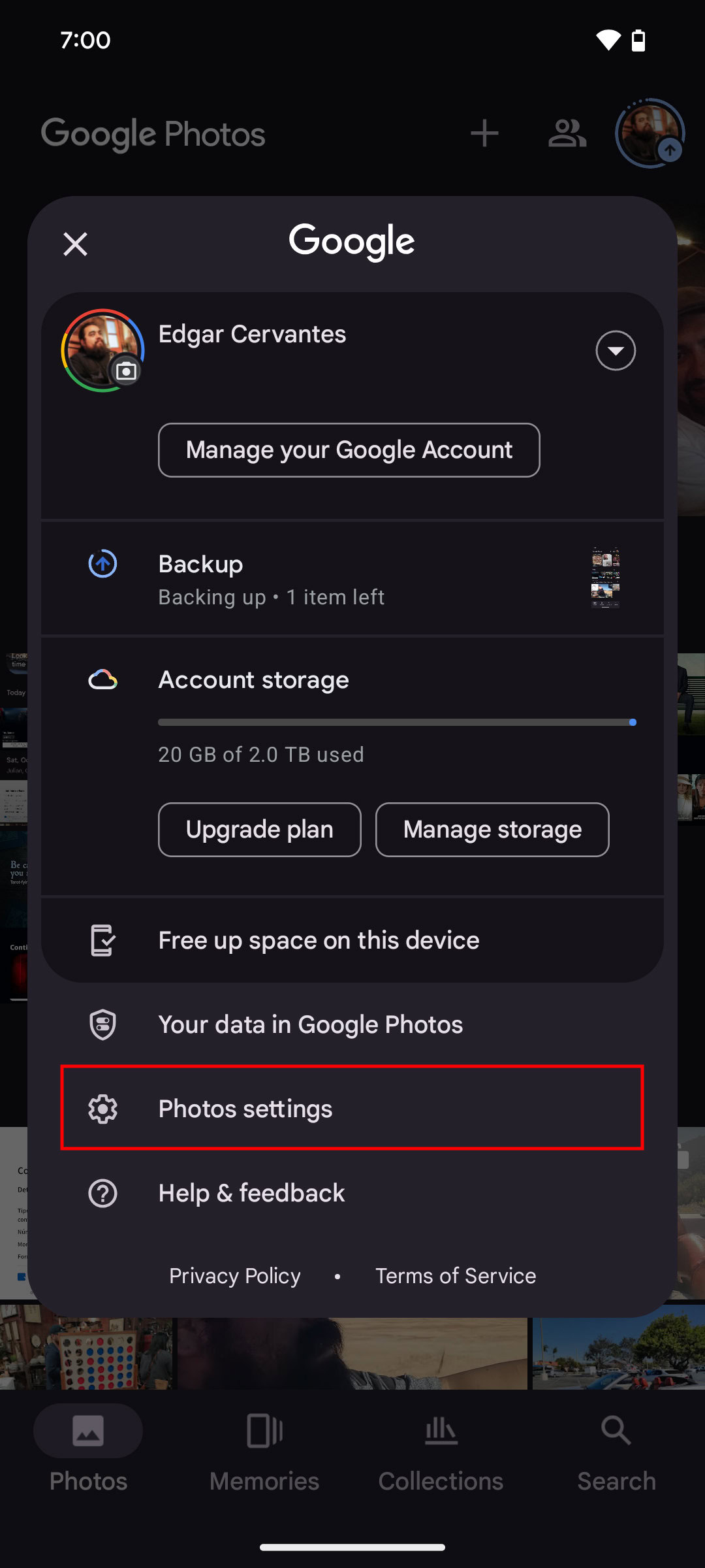 Disabling sync on Google Photos (2)