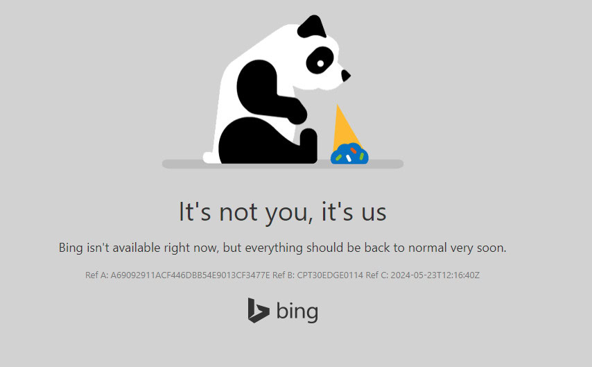 Bing error message