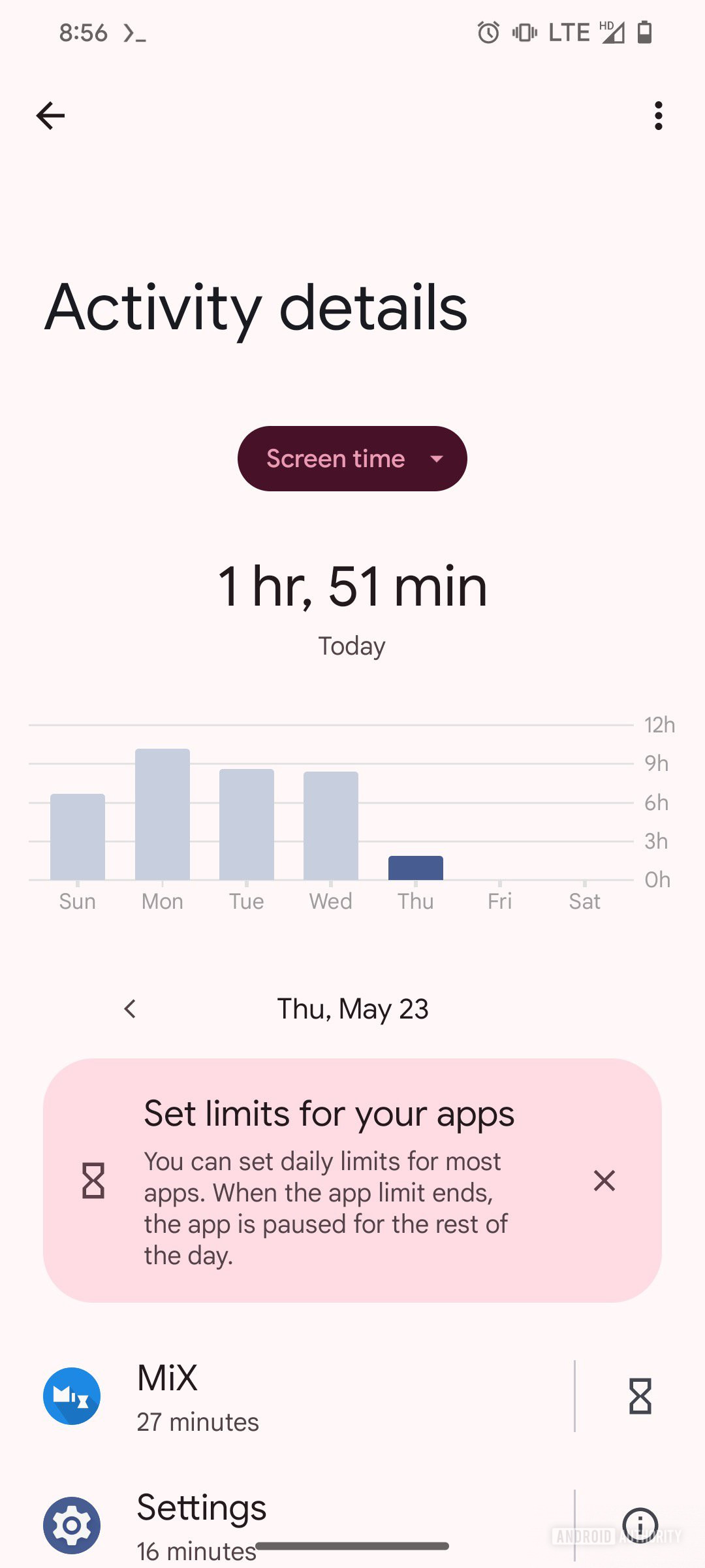 Digital Wellbeing Activity Details Section