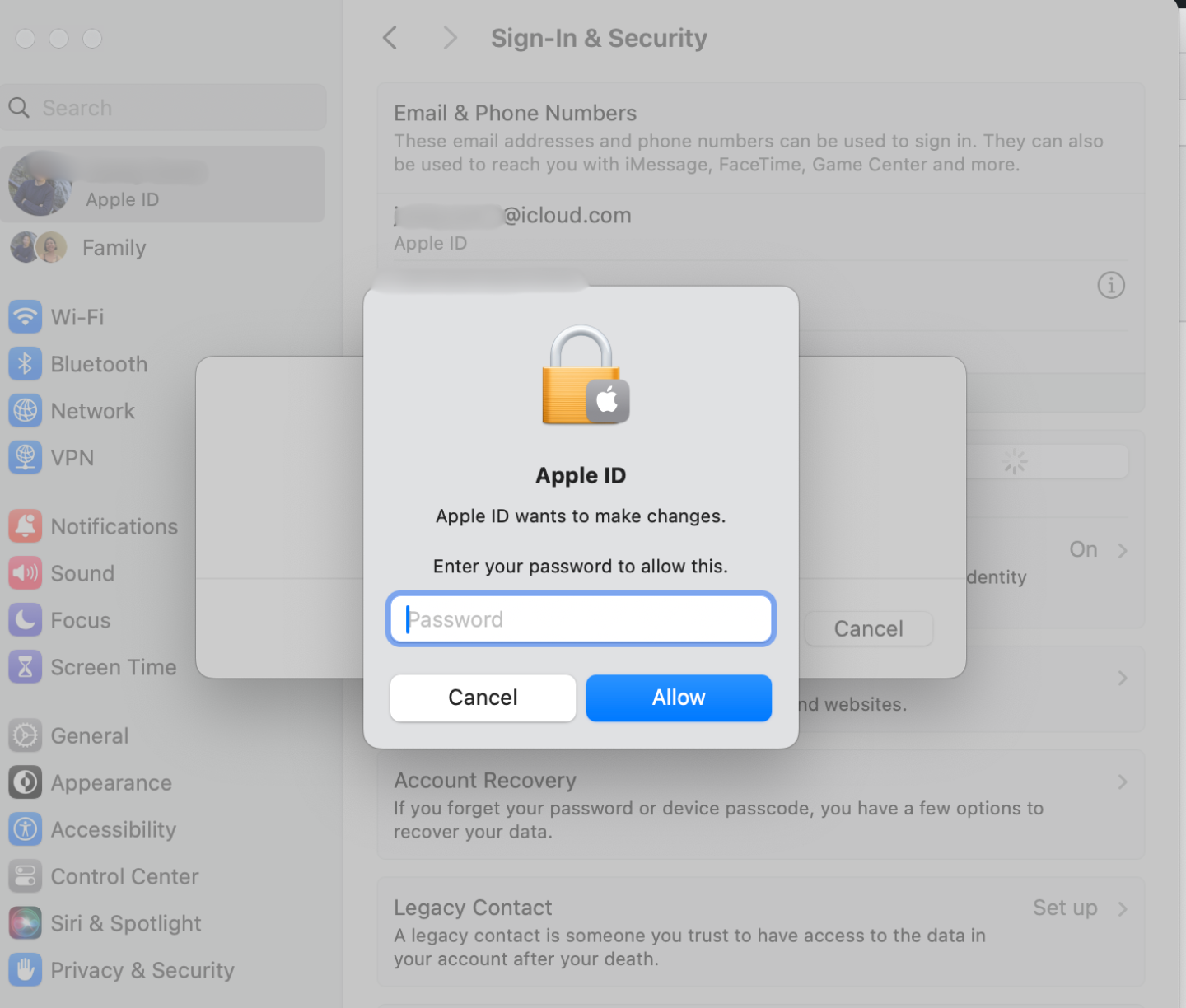 Enter your existing Apple ID password