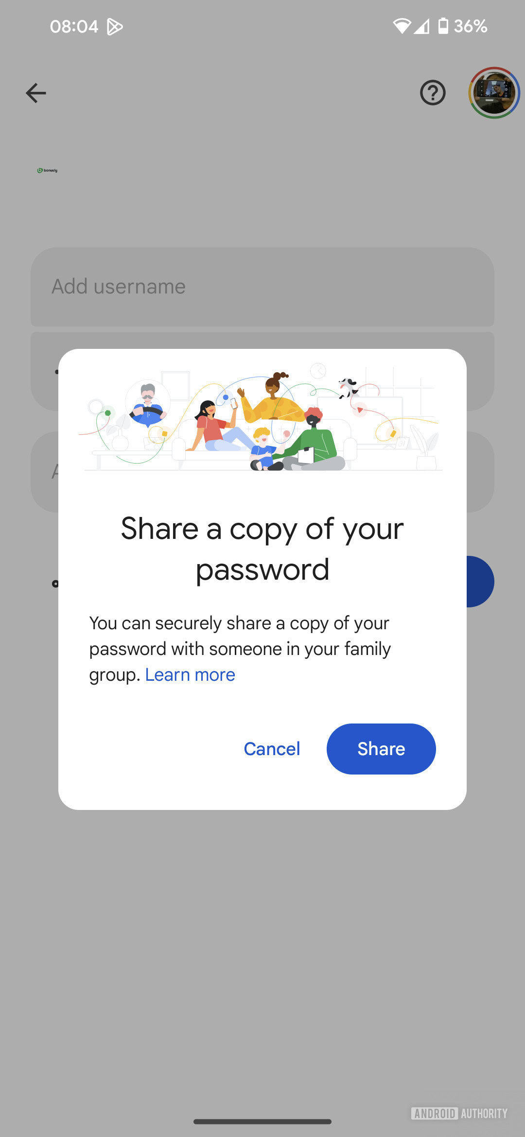 Uso compartido de contraseñas de Google Password Manager 1