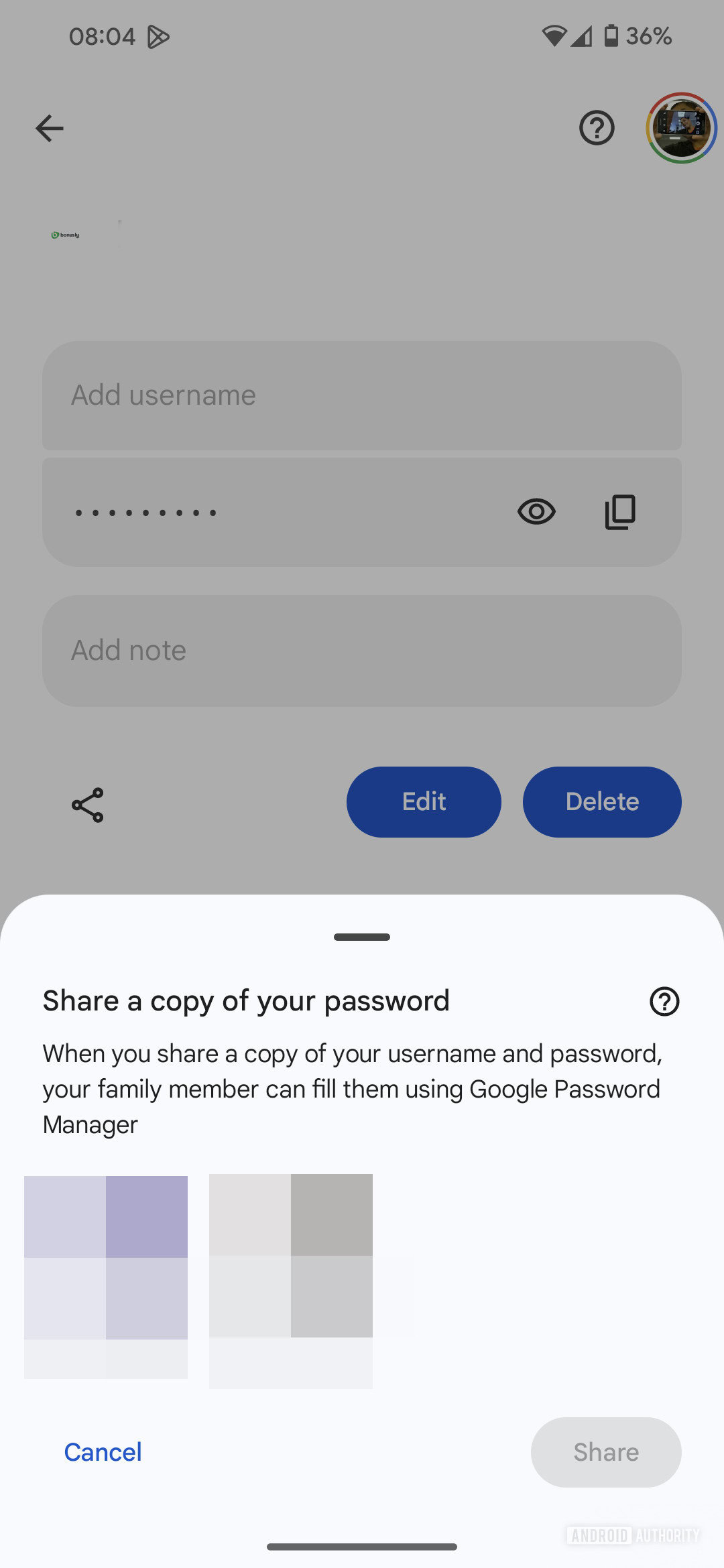 Uso compartido de contraseñas de Google Password Manager 2