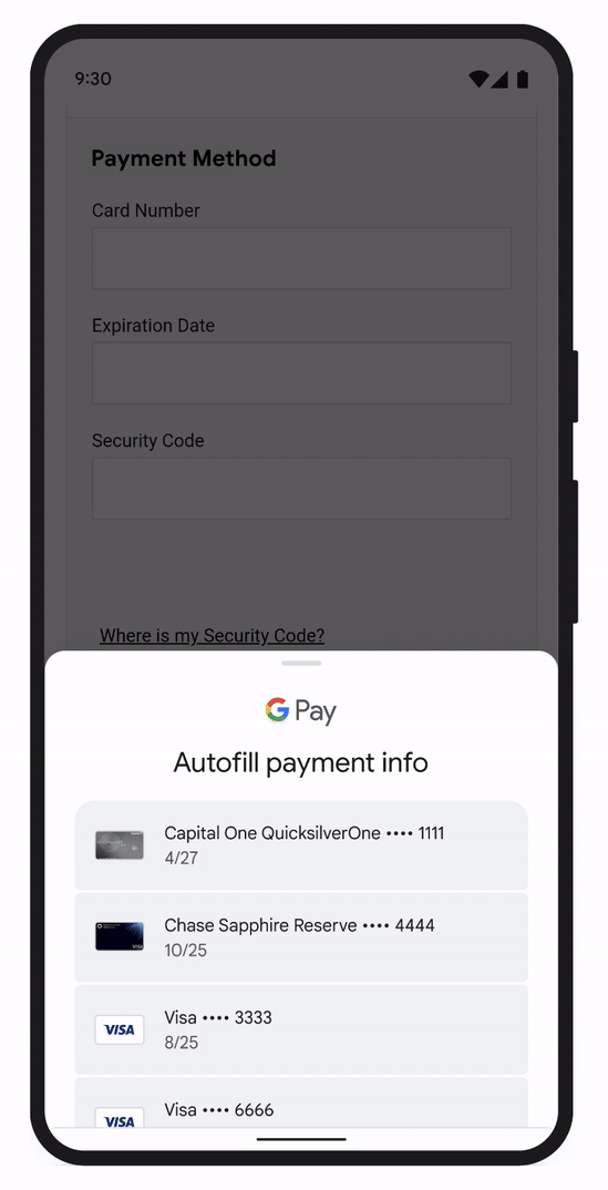 Aktualizacja weryfikacji autouzupełniania Google Pay