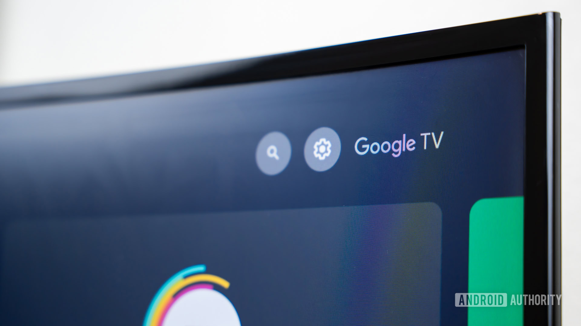 Google TV logo on screen stock photo (2)