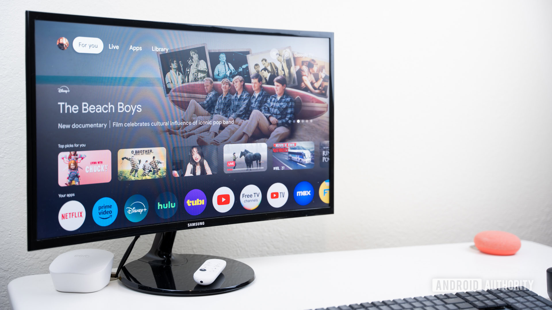 Google TV or Android TV UI on screen stock photo (2)