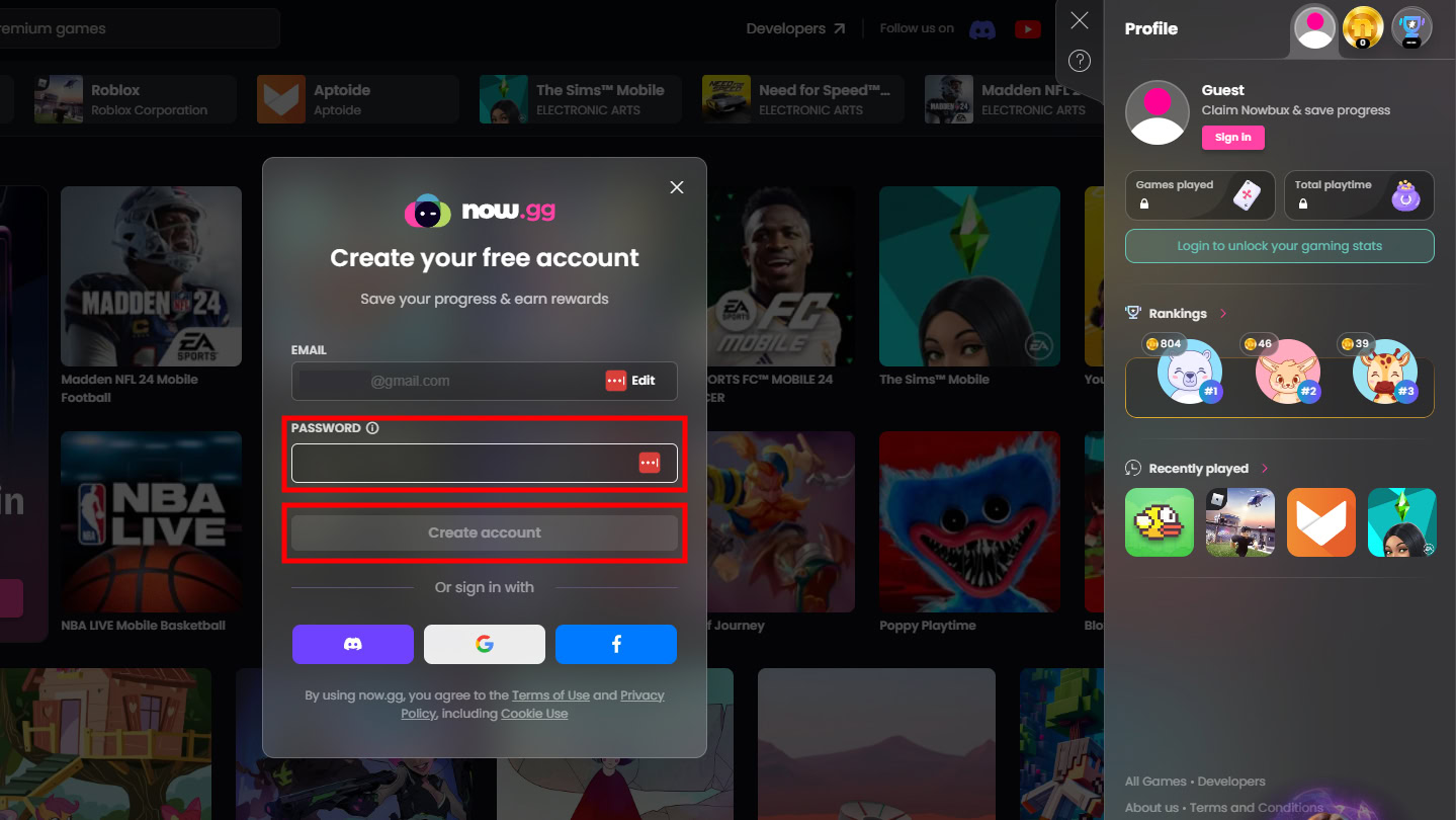 How to create a now.gg account (4)
