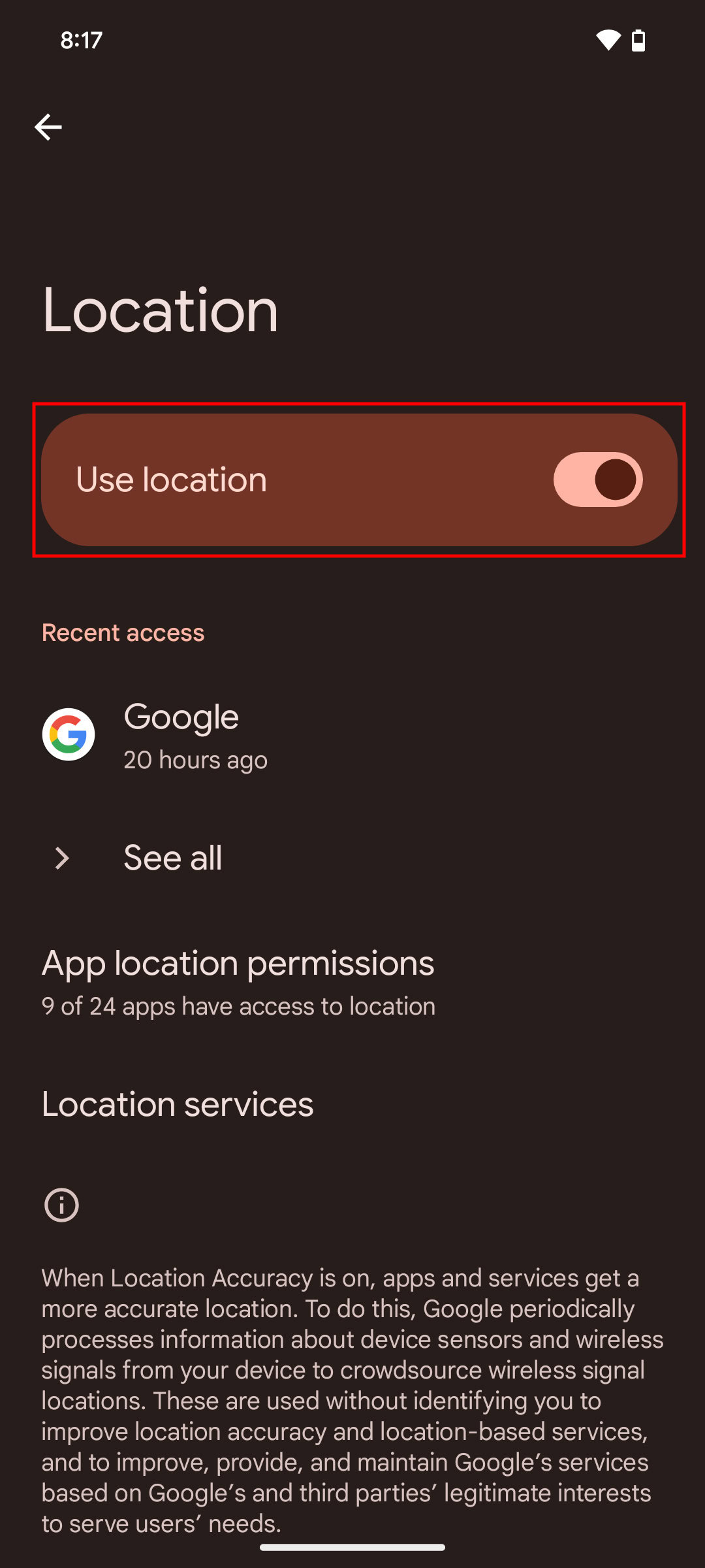 How to turn off location on Android 15 2