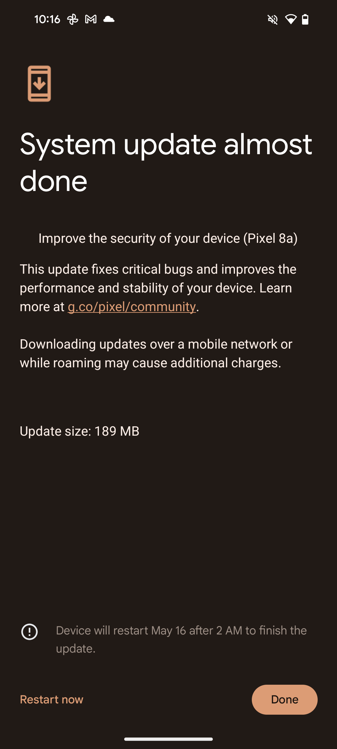 Pixel 8a My security patch update