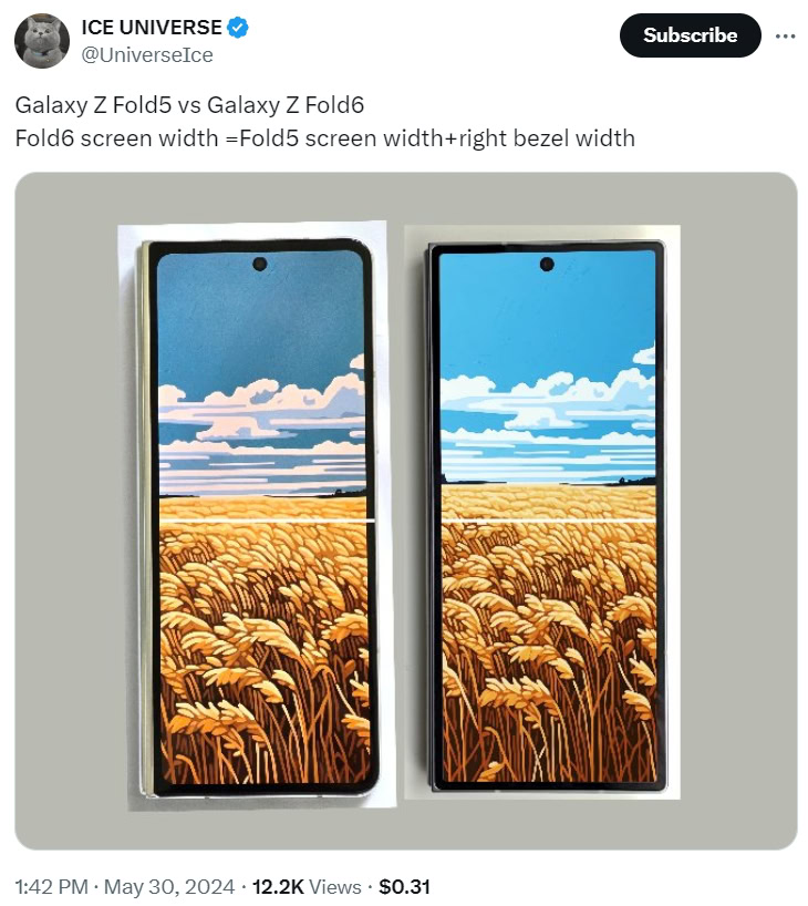 Samsung Galaxy Z Fold 6 leaked image vs Fold 5