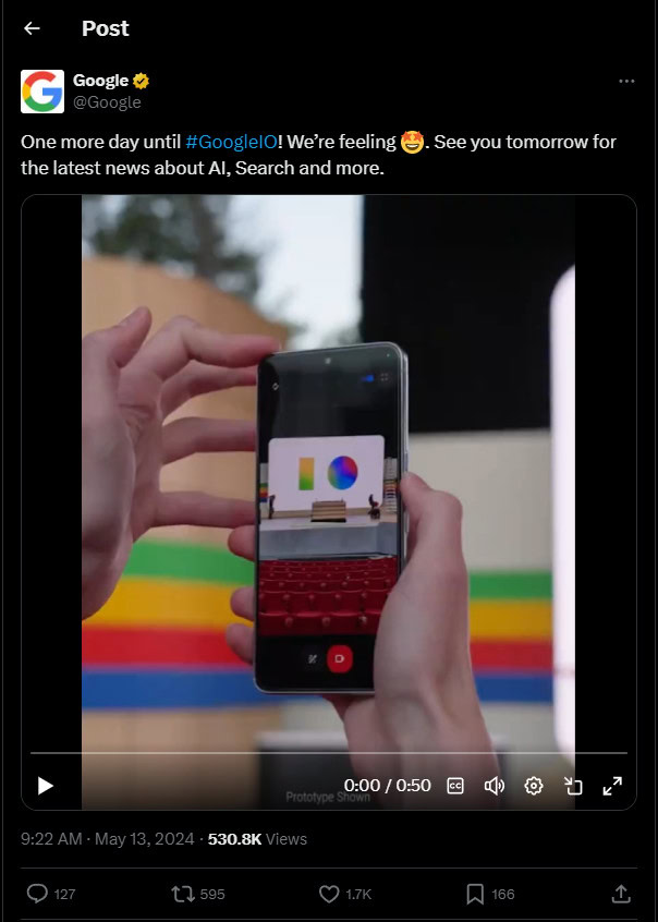 Google Gemini teaser using video input