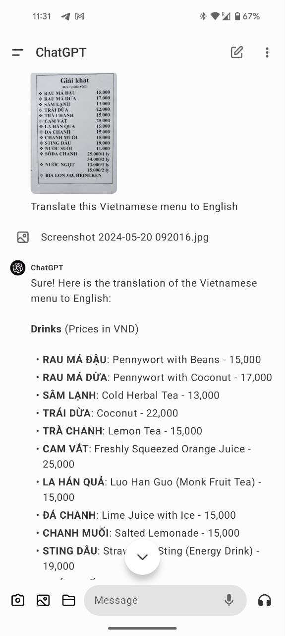 chatgpt translate restaurant menu