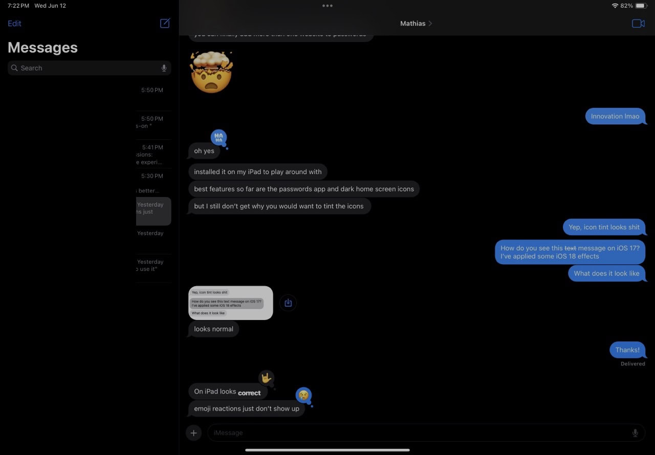 iPadOS 18 new iMessage features