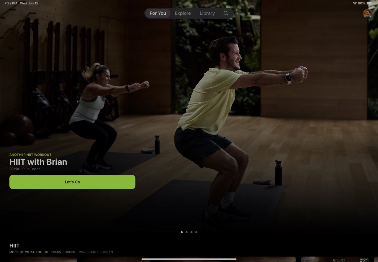 iPadOS 18 new tab bar in Fitness app