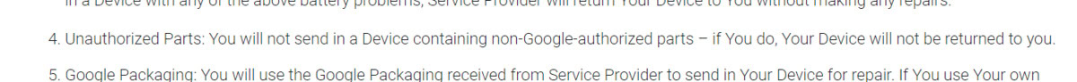 Google service and repair excerpt