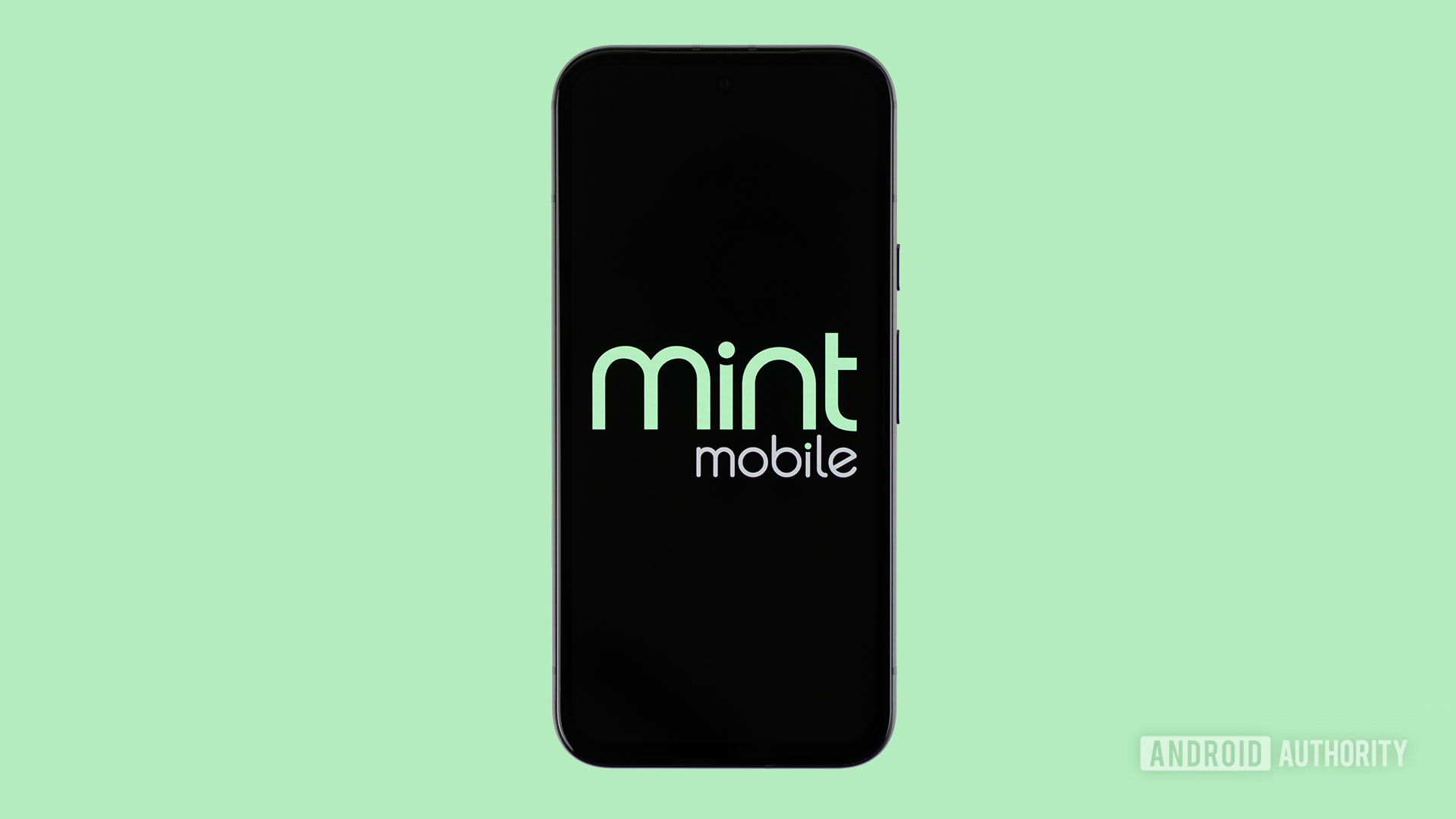 Logo Seluler Mint di Smartphone Dengan Foto Stok Latar Belakang Berwarna