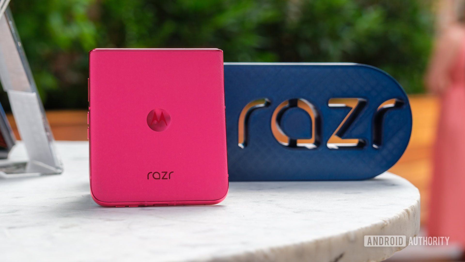 Motorola Razr Plus 2024 with Razr sign