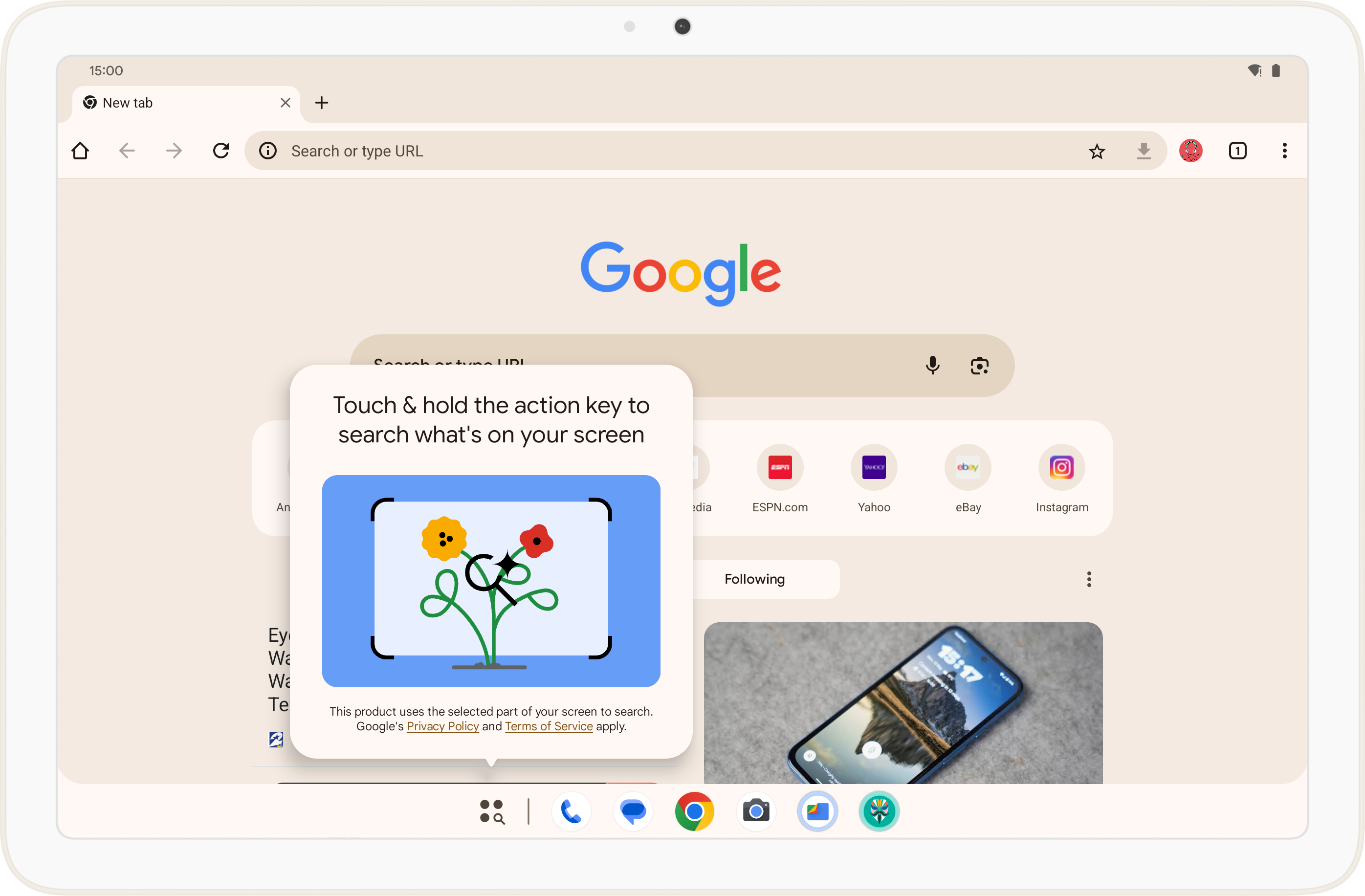 Pixel Tablet Circle to Search action key