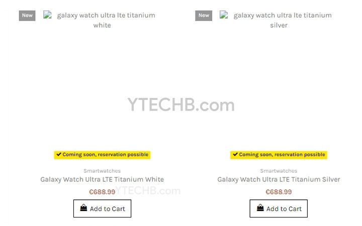 Samsung Galaxy Watch Ultra retailer listing YTechB