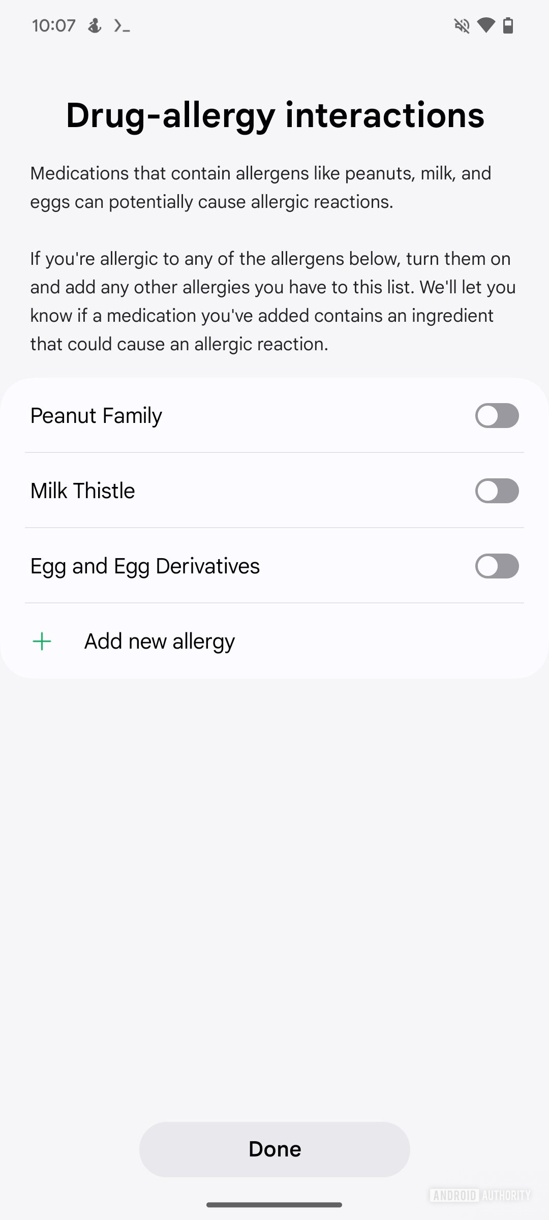 Samsung Health Drug allergy interactions
