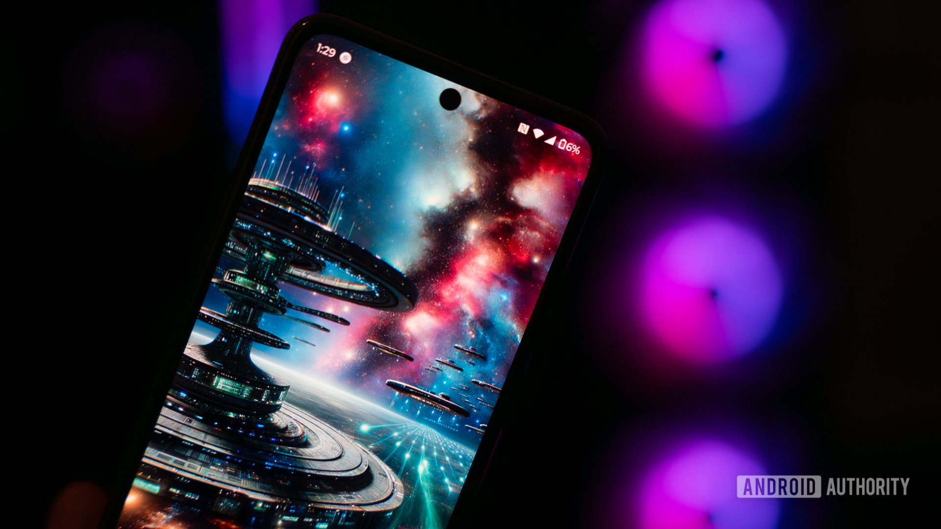 Sci fi wallpaper on smartphone