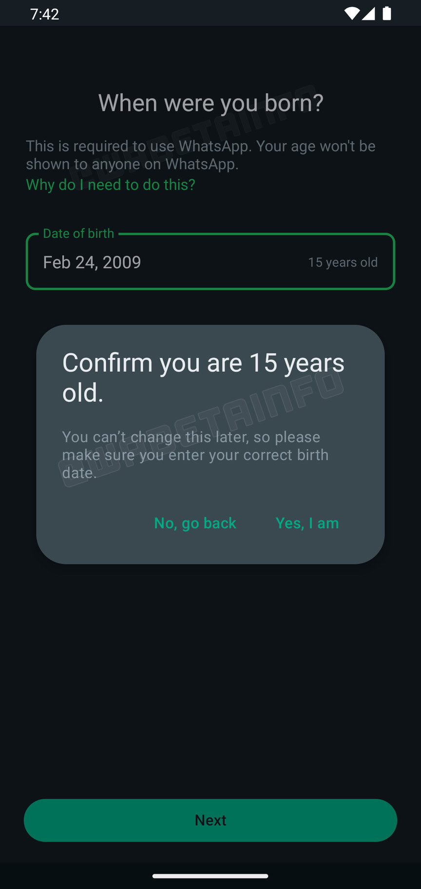 WA BIRTH DATE FEATURE ANDROID