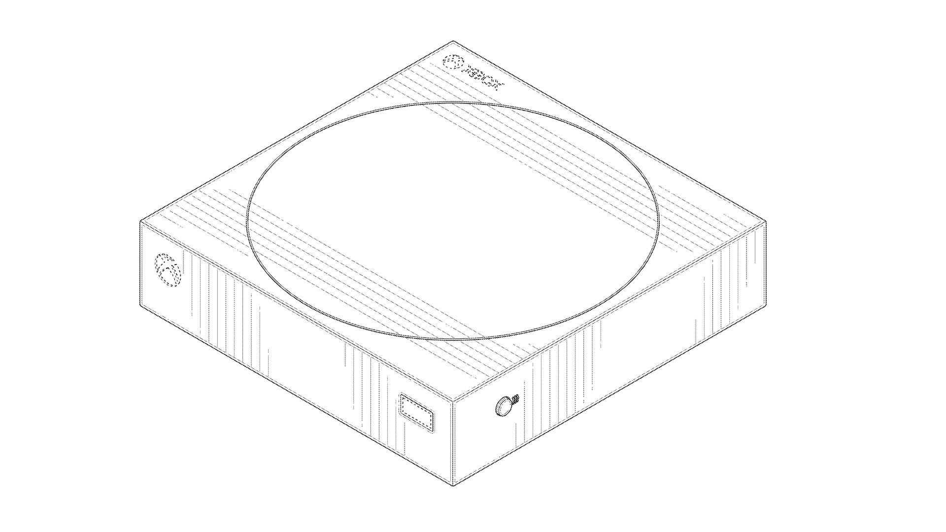Zdjęcie ze zgłoszenia patentowego firmy Microsoft przedstawiające niewydaną konsolę Xbox w chmurze.